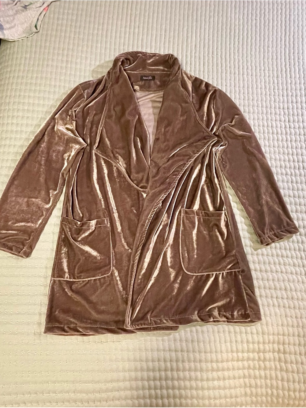 Amaryllis Velvet Open-Front Blazer - Taupe Brown